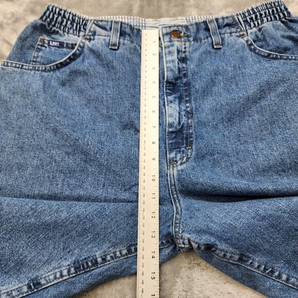 Vintage Lee Jeans Womens 20W Blue High Rise Tapered Leg Elastic Waist Mom Baggy - Picture 9 of 12